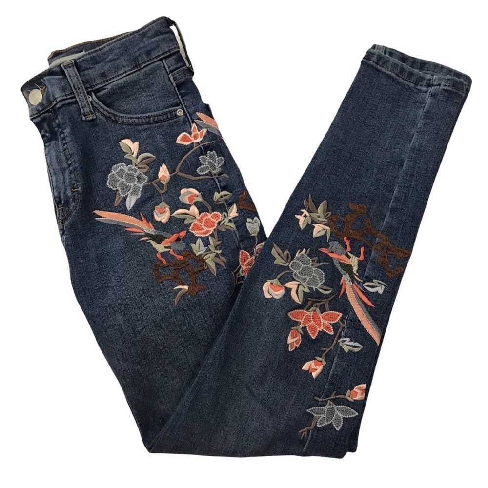 TopShop Moto Jaime embroidered jeans size 26/30‎